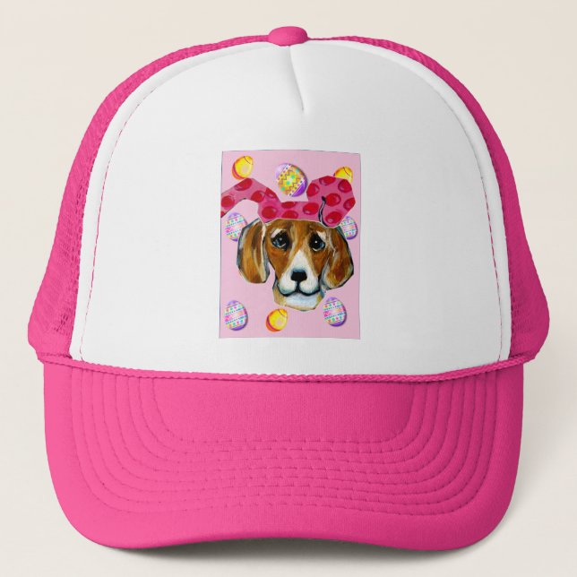 EASTER BUNNY BEAGLE TRUCKER HAT (Front)