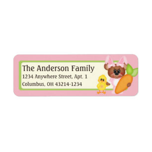 Easter Bunny Belinda Teddy Bear & Chick Address Return Address Label