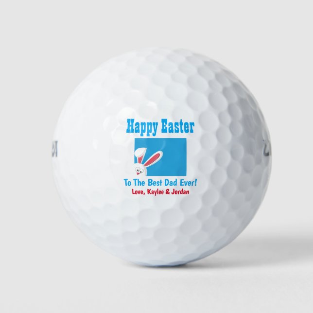 Easter Bunny Best Dad Ever Cute Blue Golf Balls (Front)