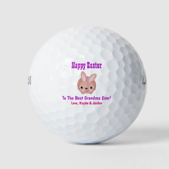 Easter Bunny Best Grandma Ever Cute Pink Purple Golf Balls (Front)