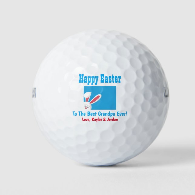 Easter Bunny Best Grandpa Ever Grandkids Cute Blue Golf Balls (Front)