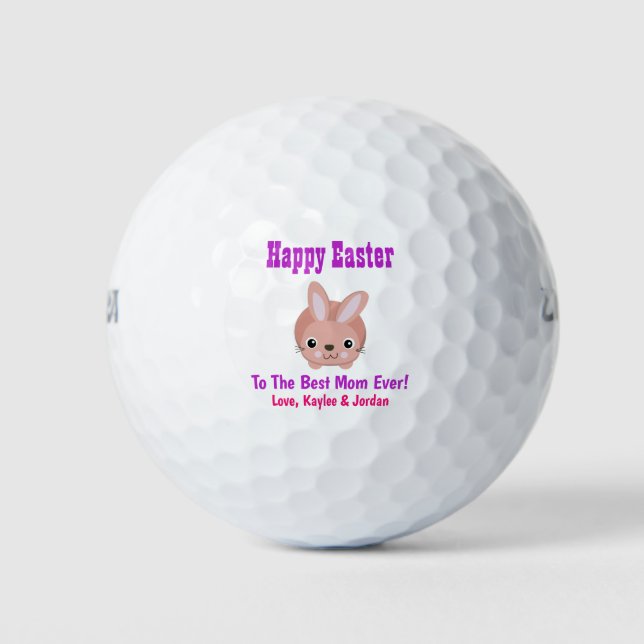 Easter Bunny Best Mum Ever Cute Pink Purple Golf Balls (Front)