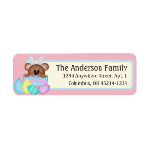 Easter Bunny Bixby Teddy Bear & Egg Address Return Address Label
