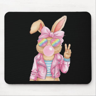 Easter Bunny Blowing Bubble Happy Easter Bunny Coq Mouse Pad