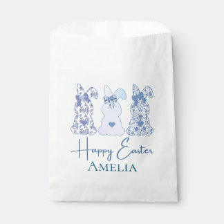 Easter Bunny Blue Floral Bow Coquett Personalised  Favour Bag