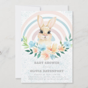 Easter Bunny Boho Rainbow Boy Baby Shower Invitati Invitation