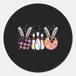 Easter Bunny Bowling Cute Spring Sport Women Girls Classic Round Sticker