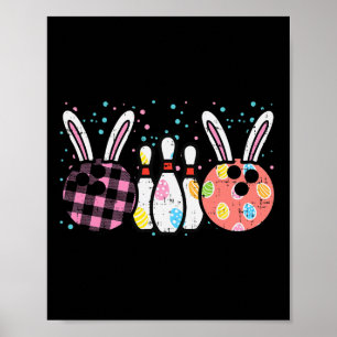 Easter Bunny Bowling Cute Spring Sport Women Girls Poster