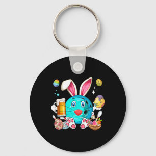 Easter Bunny Bowling Equipment Drinking Beer Funny Key Ring