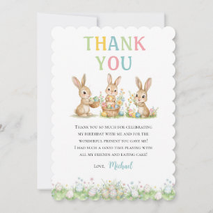 Easter Bunny Boy First Birthday Thank You Card
