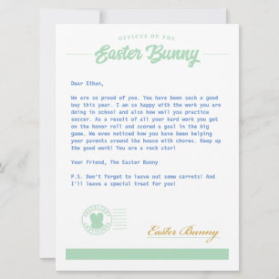 Easter Bunny Boy Letter Holiday Card
