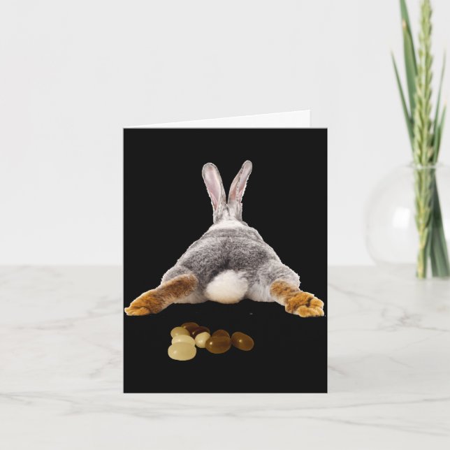 Easter bunny butt tail funny poop jelly beans  card (Front)