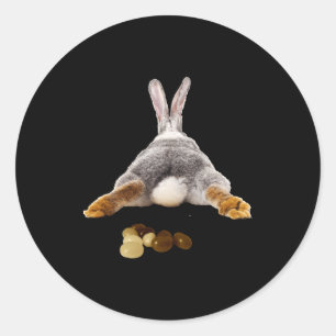 Easter bunny butt tail funny poop jelly beans  classic round sticker