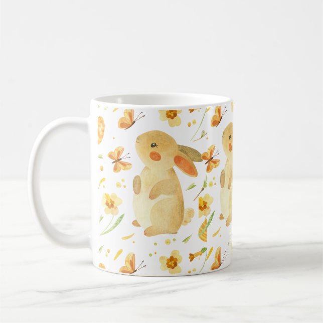 Easter Bunny & Butterflies Coffee Mug (Left)