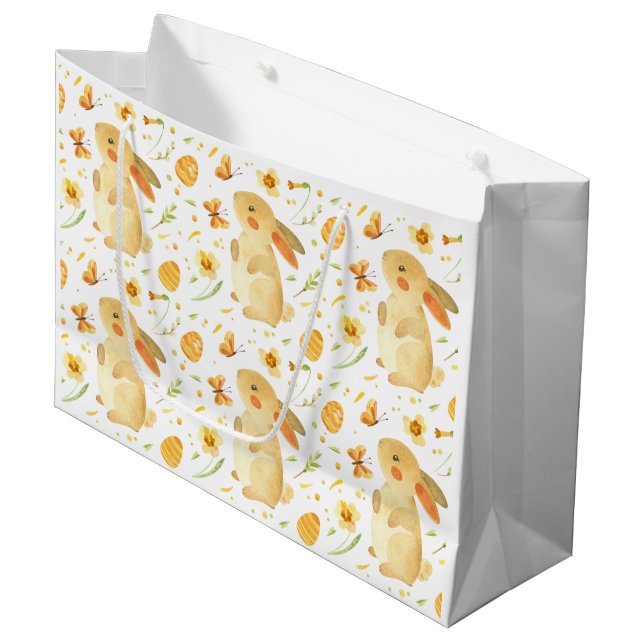 Easter Bunny & Butterflies Large Gift Bag (Front Angled)