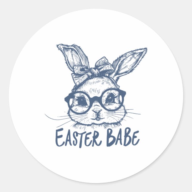 Easter Bunny Bybe Happy Easter Day  Classic Round Sticker (Front)