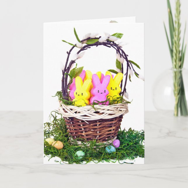 Easter Bunny Candy in Basket Holiday Card (Front)