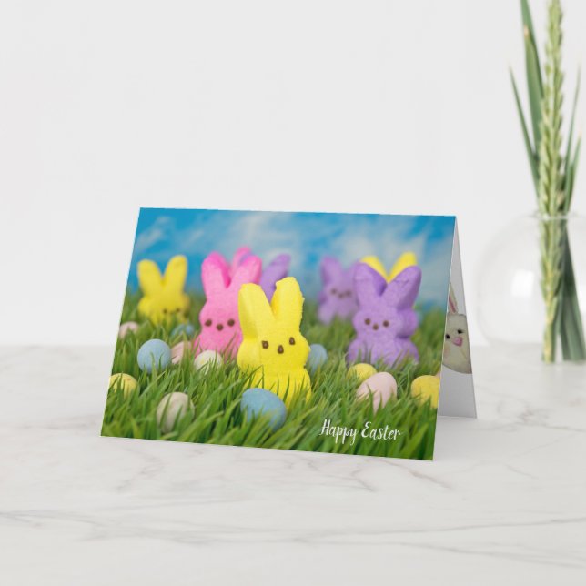 Easter bunny candy in grass card (Front)
