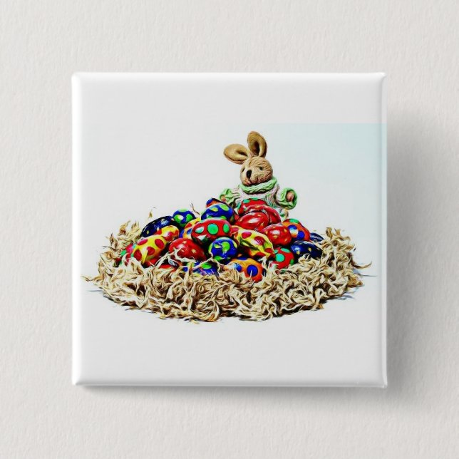 Easter Bunny Candy Nest 15 Cm Square Badge (Front)