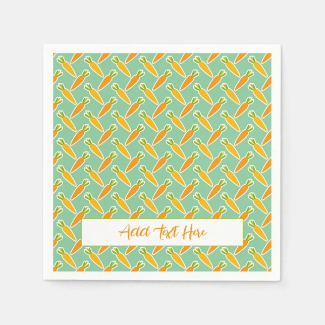 Easter Bunny Carrots Custom Text Spring Garden Napkin (Front)