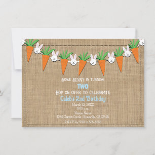 Easter Bunny & Carrots Garland Birthday Party Invitation