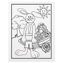 Easter Bunny Cart of Eggs Colour Page