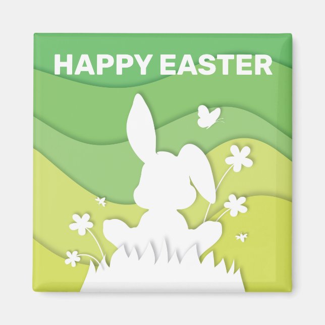 Easter bunny cartoon happy easter magnet (Front)