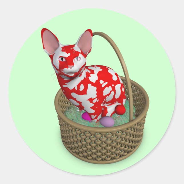 Easter Bunny Cat Classic Round Sticker (Front)