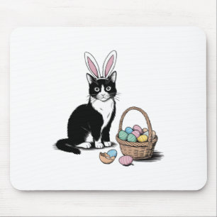 Easter Bunny Cat Lover Funny Cute Spring Design Pu Mouse Pad