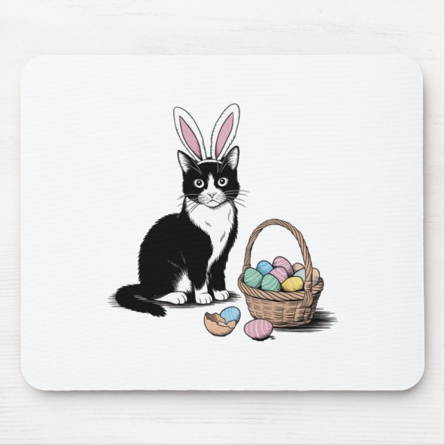Easter Bunny Cat Lover Funny Cute Spring Design Pu Mouse Pad (Front)