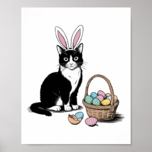 Easter Bunny Cat Lover Funny Cute Spring Design Pu Poster