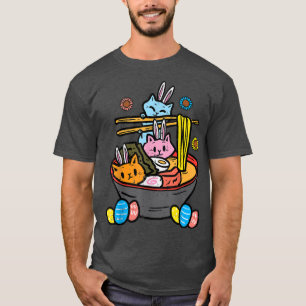Easter Bunny Cats Ramen Kawaii Japanese Noodle Foo T-Shirt