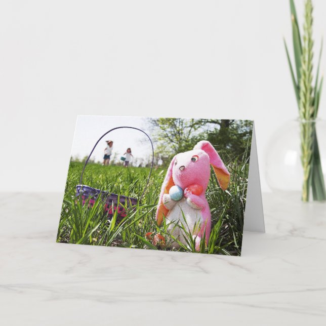 Easter Bunny Caught By Children Easter Card (Front)