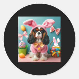 Easter Bunny Cavalier King Charles Spaniel Classic Round Sticker
