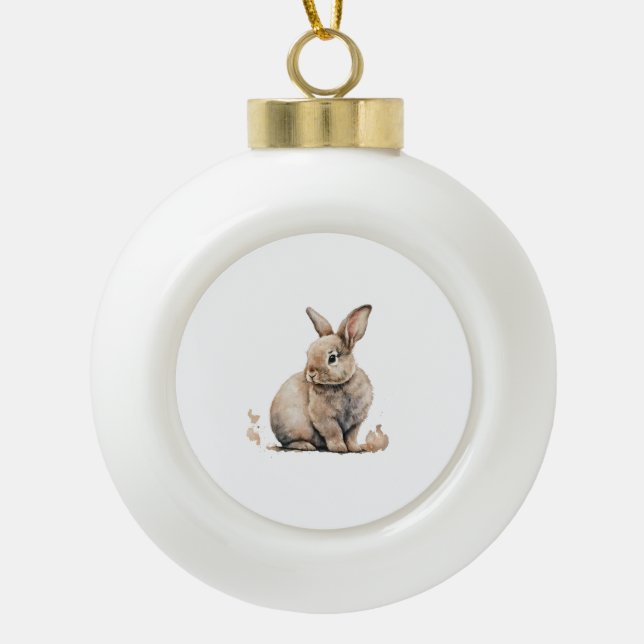 Easter Bunny        Ceramic Ball Christmas Ornament (Front)