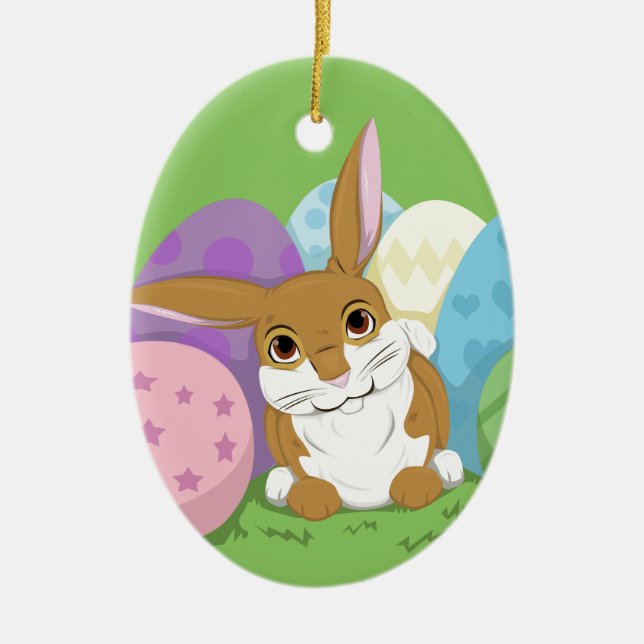 Easter Bunny Ceramic Ornament (Front)