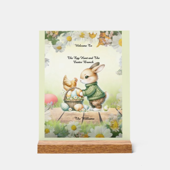  Easter Bunny & Chick Acrylic Welcome Sign (Front)