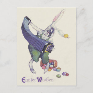 Easter Bunny Chick Basket Coloured Eggs Holiday Postcard