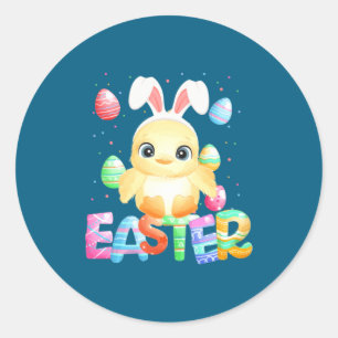 Easter Bunny Chick Easter Chicken Classic Round Sticker
