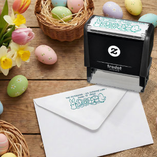 Easter Bunny Chick Egg Spring Flowers Self-inking Stamp