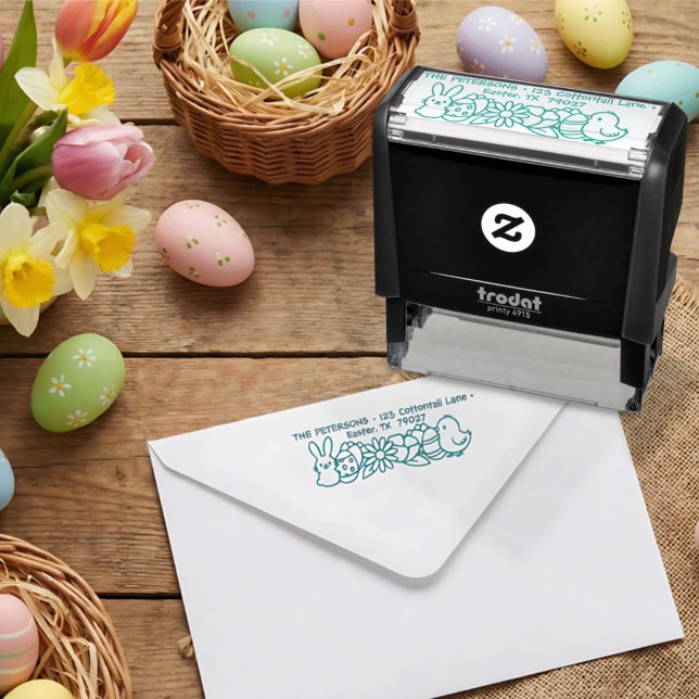 Easter Bunny Chick Egg Spring Flowers Self-inking Stamp (Creator Uploaded)