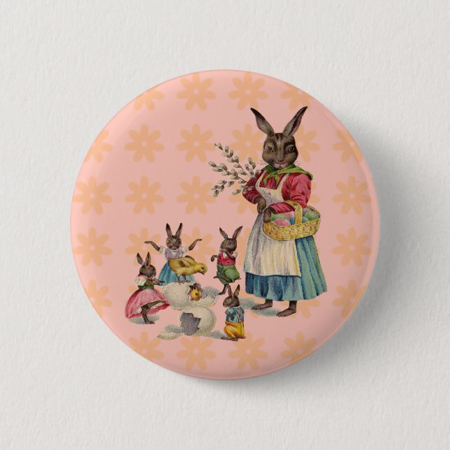Easter Bunny Chicken Bunny Eggs 6 Cm Round Badge (Front)