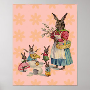 Easter Bunny Chicken Bunny Eggs Poster