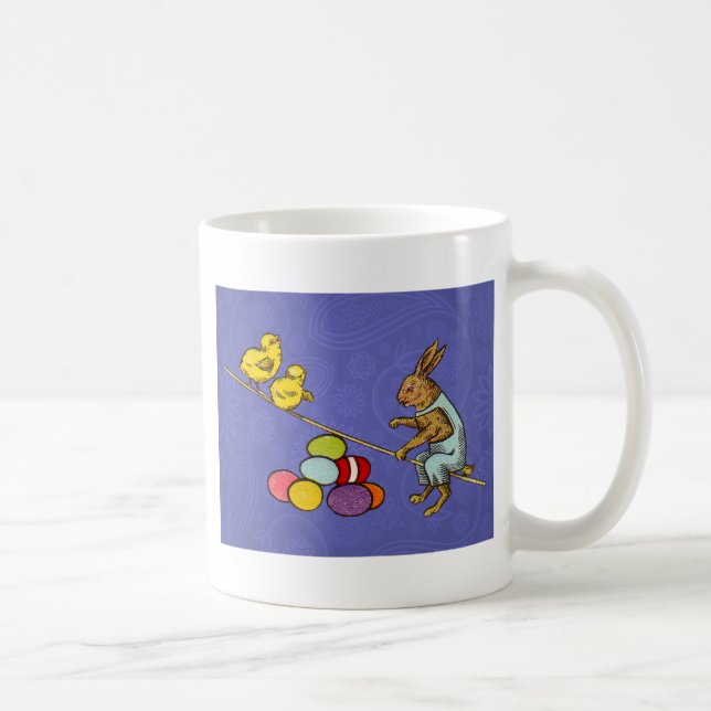 Easter Bunny chickens eggs illustration Coffee Mug (Right)