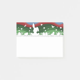Easter bunny, chicks and egg hunt landscape post-it notes