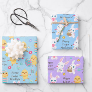 Easter Bunny Chicks Wrapping Paper Sheet