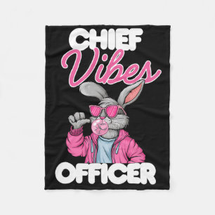 Easter Bunny Chief Vibes Officer Cute Womens Girls Fleece Blanket