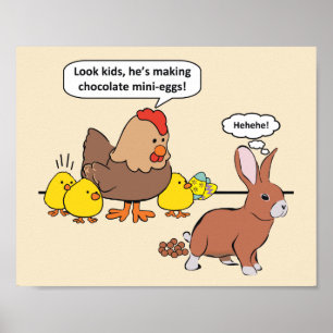 Easter Bunny Chocolate Eggs Humour Poster
