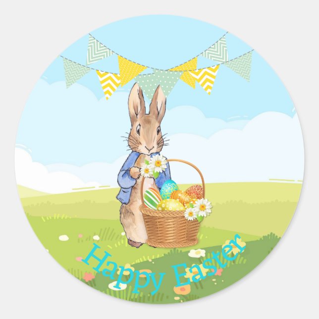 Easter bunny classic round sticker (Front)