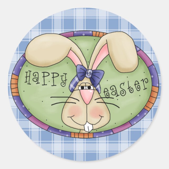 Easter Bunny Classic Round Sticker (Front)